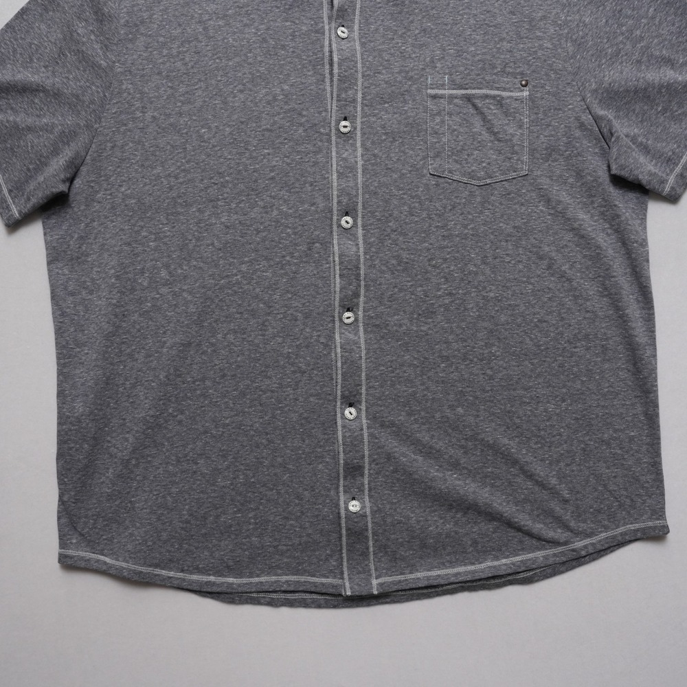 Tommy Bahama Button Up Shirt Mens XXL Gray IslandZone Short Sleeve Marl Pocket - Picture 4 of 16